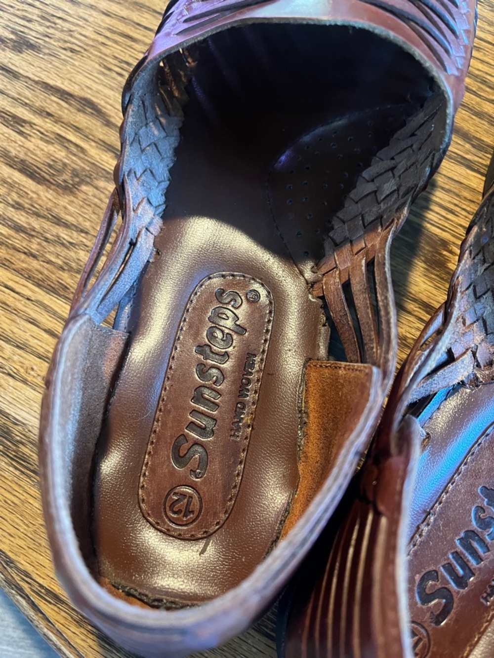 Men's Brown Woven Leather Slip-On Huarache Loafers SZ 12 - Picture 4 of 14
